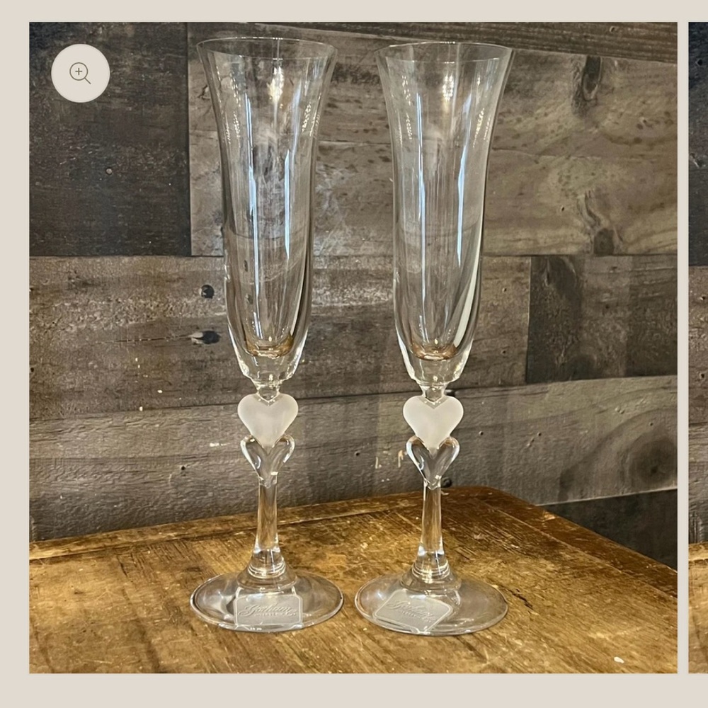 Clear Heart Stem Champagne Flutes - Set of 2